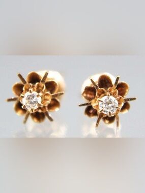 14 KT Gold Diamond Stud Earrings (tested), in a gift case